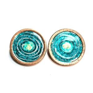 Vintage Matisse Copper & Enamel Clip-On Earrings
